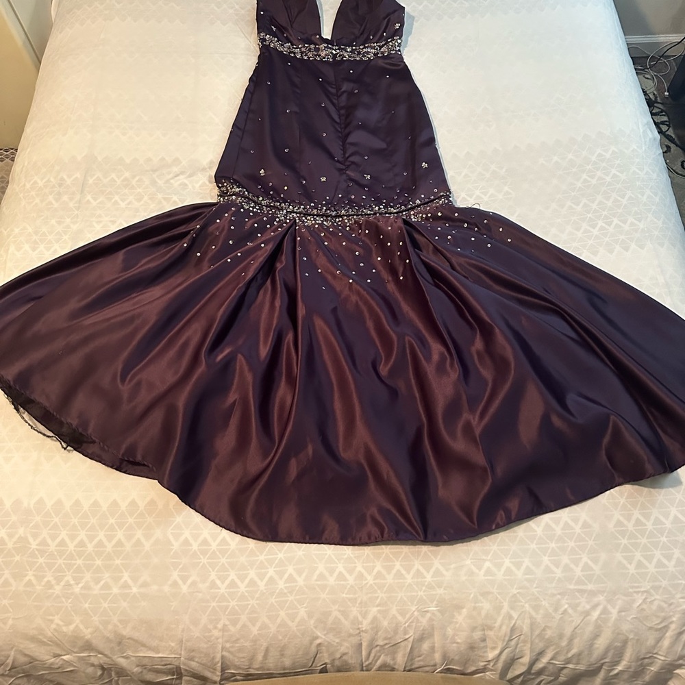 Purple and silver beaded Gown